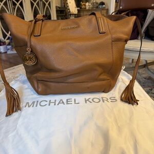 Michael Kors Brown Leather Tote with Tassels